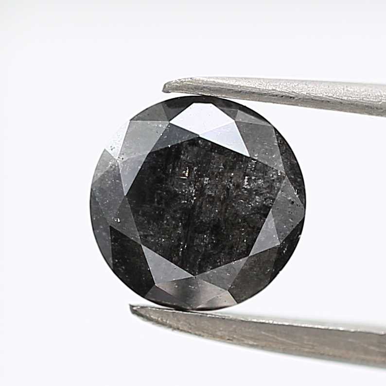 1.28 Carat Fancy Black Round Shape Brilliant Cut Natural Loose Diamond
